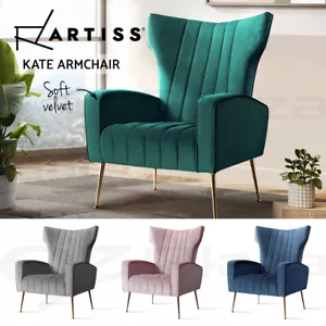 Artiss Armchair Lounge Chair Accent Chairs Armchairs Velvet Sofa Couch Seat - Picture 1 of 55