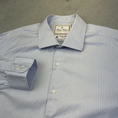 Camisa de vestir de lujo Brooks Brothers para hombre 17 35 Regent Fit Thomas Mason Foto 1 de 4