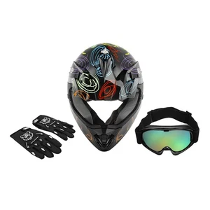 DOT Youth Kids Helmet Full Face Goggles&Gloves Motocross Dirt Bike Off Road ATV - Picture 1 of 19