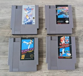 Lot of 4 NES Games Super Mario, Top Gun, Kung Fu, Tiger Heli - Tested