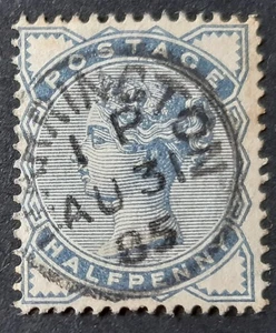 GB QV 1884 SG187 ½d slate-blue, wmk imperial crown, Warrington bullseye CDS, FU - Picture 1 of 1