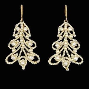 Antique Georgian Seed Pearl Drop Bridal Dangle Earrings with Original Box c.1820 - Imagen 1 de 9