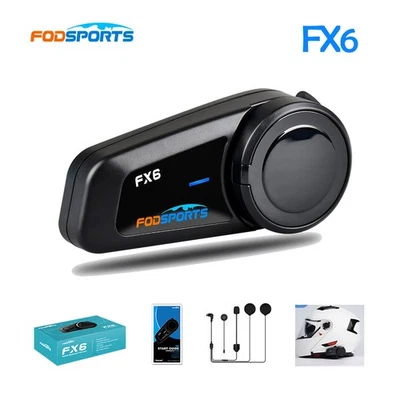 Fodsport FX6 Motorcycle Intercom Helmet Bluetooth Headset 6 Riders Interphone FM - image 1 of 4