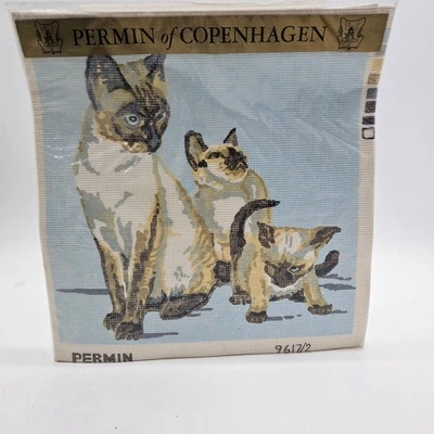 Kit de punto de cruz vintage PERMIN OF COPENHAGEN gatos costura punto de cruz NUEVO Foto 1 de 4
