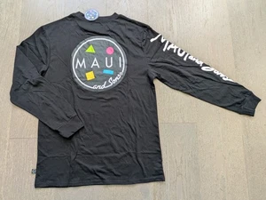 New w/Tags Maui And Sons Black Long Sleeve Cookie Logo Graphic Surf T Shirt Sz M - Picture 1 of 15