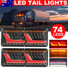2x 74 Leds Tail Lights Stop Indicator Reverse Lamp Trailer Truck Ute Light 12v