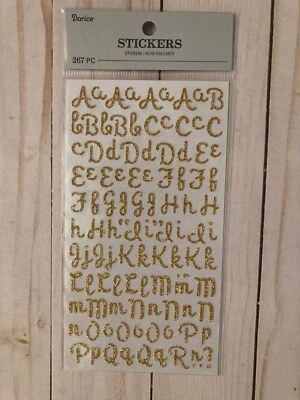 NUEVO Darice Pequeña Pegatina DORADA Brillo Alfabeto Letras, Números, Etc. 267 piezas Foto 1 de 4