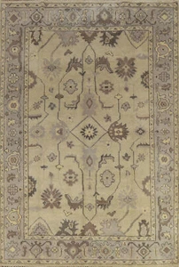 Traditional Oushak Indian Area Rug Hand-Knotted Beige 6x9 ft - Picture 1 of 22