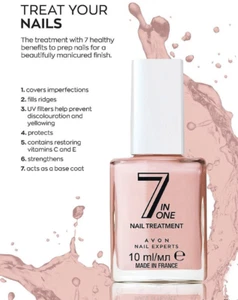 AVON 7 IN 1 NAIL TREATMENT vitamin E & C base coat strong uv filter imperfection - Picture 1 of 1