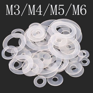 M3 M3,5 M5 M6 klare Nylon-Glattscheiben flache Unterlegscheibe passend für Schrauben & Schrauben - Bild 1 von 4