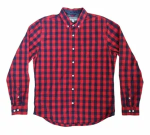 Express Soft Wash Button Down Shirt Long Sleeve Gingham Red Womens L - Picture 1 of 12