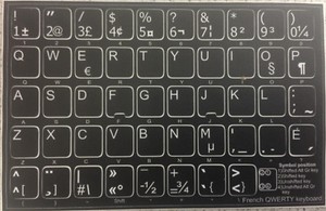 FRENCH QWERTY Non Transparent Keyboard Stickers Black !! NEW 