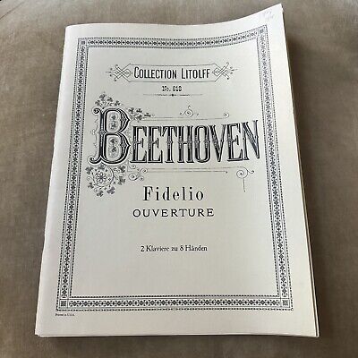 BEETHOVEN Fidelio Overture 2 Pianos 8 Hands LITOLFF Chwatal VINTAGE Sheet Music • 9.93€