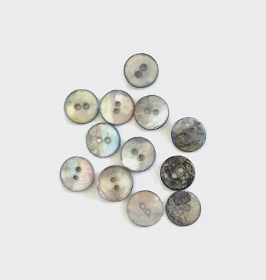 24 Buttons Gray Iridescent Natural Real Shell 2-Hole Sew Sewing 15 mm #SH15 - Image 1 of 4