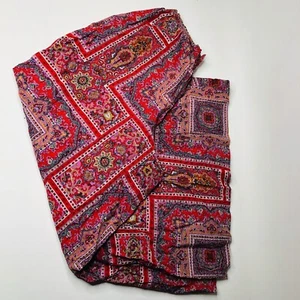 VTG 70s Handmade & OOAK Women’s Wide Leg Super Flare Culottes Pants Red Paisley - Picture 1 of 16