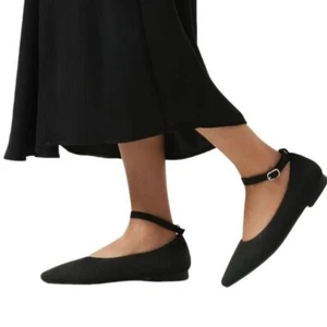 Burudani schwarze Mary Jane-Strick-Flats Damengröße 10 bequeme Slipper spitz - Bild 1 von 15