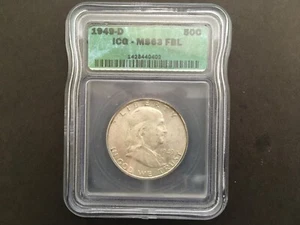1949D FRANKLIN HALF DOLLAR MS63 FBL - Picture 1 of 2
