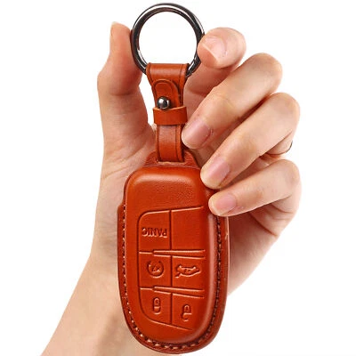 Llavero CUERO para Jeep Dodge Chrysler Accesorios Cubierta Estuche Anillo Bolsa Foto 1 de 4