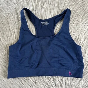 Danskin Now BH ohne Bügel Punkte Damen Größe Large blau bügellos Racerback - Bild 1 von 6