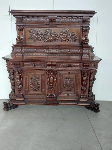CARVED ITALIAN WALNUT FIGURATIVE VICTORIAN SERVER - 22IT003B Cover