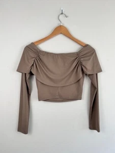 Forever 21 Long Sleeve Off The Shoulder Crop Top Size XS - Picture 1 of 5