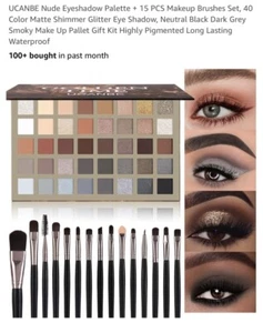Ucanbe GOLDEN TIME Eyeshadow Palette w/15 Makeup Brushes Highly Pigmented NIB! - Picture 1 of 7