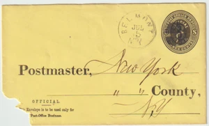 US Scott # UO7 Used Entire Belmont NY to NY with corner flaw - Picture 1 of 1