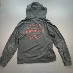 Felpa RVCA Zip Hoodie Uomo Grande Grigio Artista Rete Full Zip Logo Grafica - Foto 1 di 9