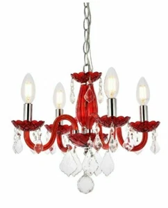 Crystal Pendant Lighting Kitchen Island Dining Room or Bedroom Red Light Fixture - Picture 1 of 10