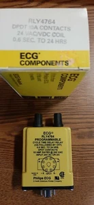 ECG Relay RLY4764/ NTE R27-11AD10-24 DPDT Time Delay .6sec-24hr.,Coil 24VAC/VDC, - Picture 1 of 2