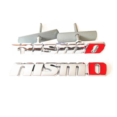 NISMO Front Hood Grille Badge Chrome Red Rear Trunk Metal Emblem Car Decal - Image 1 of 3