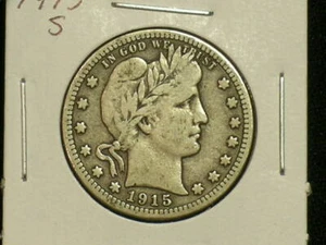 1915-S Sharp Barber Quarter -- bessere Münze -- schöne FREIHEIT (JS1) - Bild 1 von 3