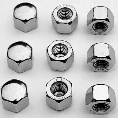 Hutmuttern Edelstahl VA DIN 917 M3 M4 M5 M6 M8 M10 M12 A2 Sechskantmutter - Bild 1 von 4