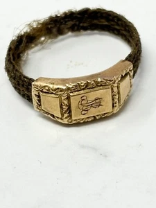Antique Victorian 10k Gold  Woven Hair Band Mourning Ring Size 8.5  - As-Is - Picture 1 of 6