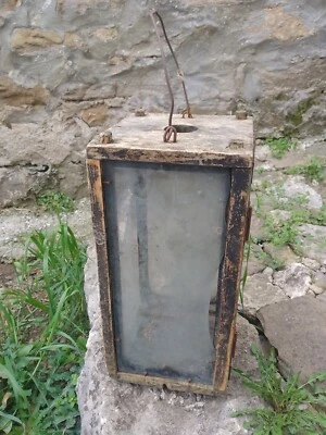 RARE PRIMITIVE ANTIQUE OLD WOODEN LANTERN 19th - Image 1 of 4
