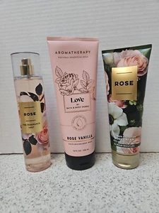 *3 Pack* Bath & Body Works LOVE Rose & Vanilla Moisturizing Body Wash Mist Cream - Picture 1 of 3