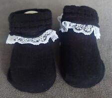 Cute Black W White Lace Lolita Baby Socks Japan Age 0-1 / 7-10cm No Slip