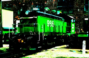 ORIGINAL KODACHROME SLIDE BURLINGTON NORTHERN NW-5 #986 W BURLINGTON, IA 4/15/78 - Picture 1 of 1