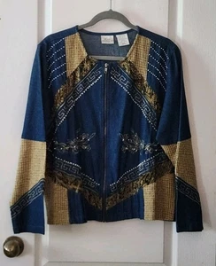 Chaqueta vaquera vintage Blair Boutique para mujer bordada con tachuelas cremallera completa talla L - Imagen 1 de 11