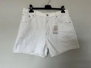 BNWT Topshop Size 16 White Denim Shorts Cotton Waist 34” - Picture 1 of 6
