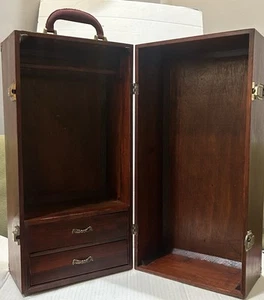 AMERICAN DOLL BROWN WOODEN WARDROBE CHEST TRUNK CHEST 20.5” TALL BY 10” WIDE - Picture 1 of 8