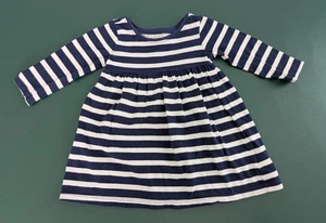 Girl's Old Navy Size: 3-6 Months Navy & White Striped Long Sleeve Dress - Picture 1 of 7