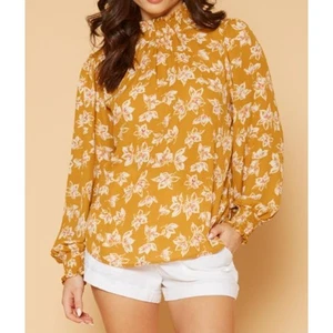 Blusa Pleione Top Mujer Grande Amarilla Blanca Floral Cottagecore Femenina Carrera - Imagen 1 de 12