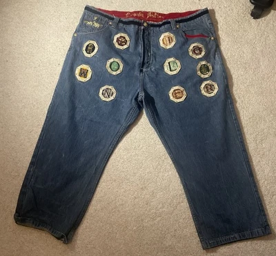 Pantalones de mezclilla para hombre Crown Holder parches/botón mosca/dorado/terciopelo talla 50 *Leer detalles* Foto 1 de 4