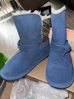 Bearpaw Geneva 2277W Botas de piel de oveja de gamuza azul pizarra para mujer talla 10. Nuevo Foto 1 de 4