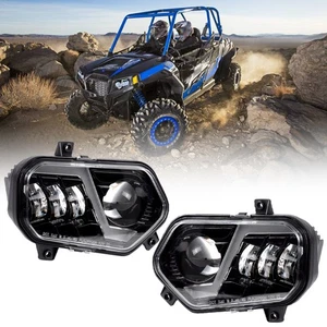 2PCS LED Headlight Assembly DRL High Low Beam For Polaris RZR XP 800 900 ATV UTV - Picture 1 of 18