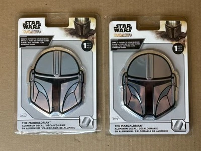 一对星球大战曼达洛人曼多头盔铝制汽车徽章银色 — 第 1/4 张图片