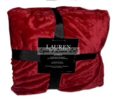 RALPH LAUREN Classic Micromink Admiral Red FULL/ QUEEN BLANKET SOFT NEW - Image 1 of 4
