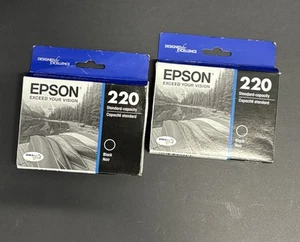 (2) Epson 220 (T220120) Durabrite Ultra Schwarz Tintenpatrone Ablaufdatum 11/2019 - Bild 1 von 4