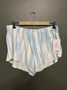 Athleta womens White Blue Striped Nighttime Bliss Sleep Short Size Large NWT - Picture 1 of 5